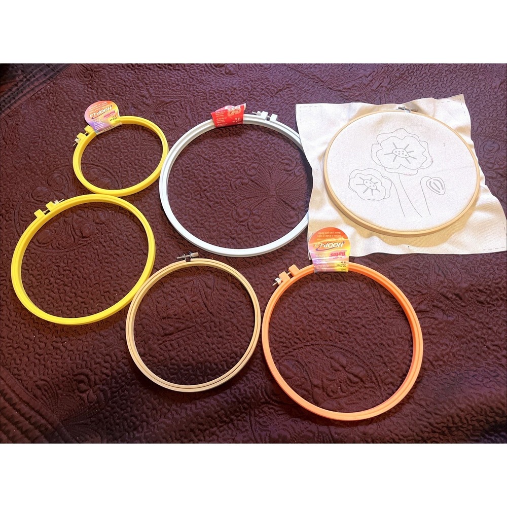 Susan Bates Embroidery Hoop Lot of 6 Wood Plastic 6 7 8 9 10 Inch Sewing Craft